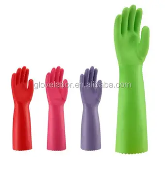 Flocklined Household Rubber Hand Gloves 