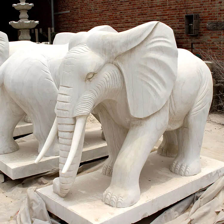 Decorative Hand Carved Outdoor Marble Elephant Sculpture - Buy Marble ...