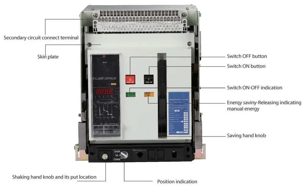 DW45 ACB 220V 380V 690V 1000V 1140V 1300V 3P 4P 6300A 5000A 4000A 3200A 2500A 2000A 1600A 1250A 1000A Air Circuit Breaker