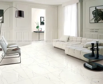 White Glazed Porcelain Tile Carrara And Calacatta Style 60x60 Cm