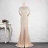 Halter Neck Whole dresses beaded Luxury High Quality Sexy Slit Guangzhou Evening Dresses 2019 New Style Wedding Evening Dresses