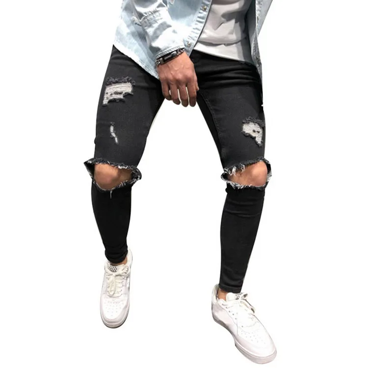 distressed knee jeans men