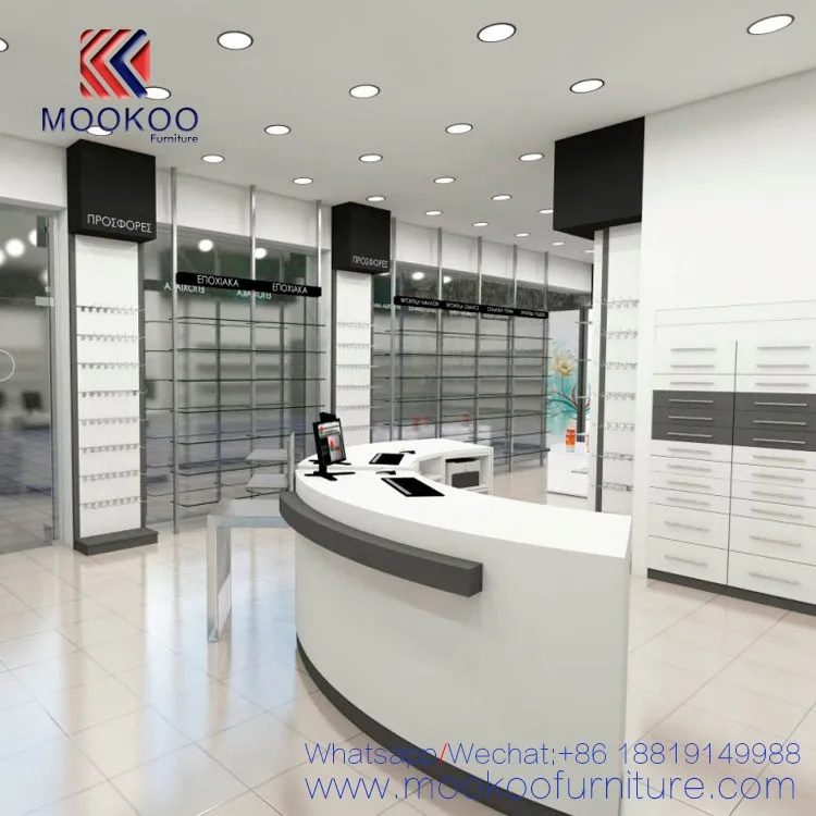 Customized Pharmacy Shop Counter Design Drugstore Drawer In