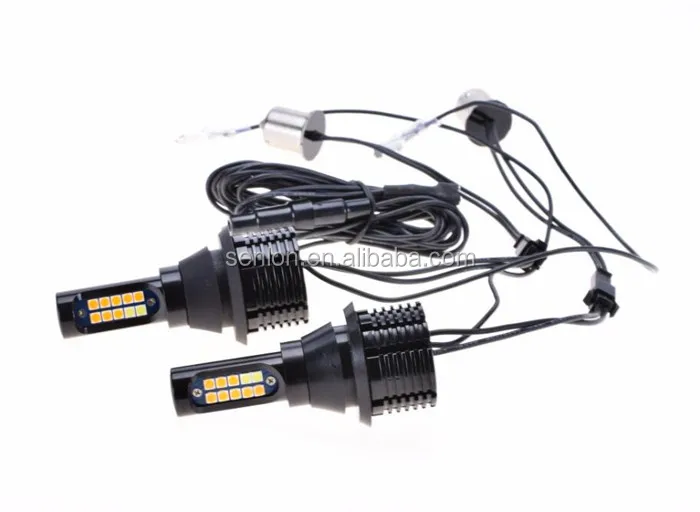 2018 New CANBUS dual colors LED DRL turn signal light side p21w 1156 S25 Ba15s T20 T25 w21 w21w