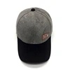 Simple 6 Panel Khaki Suede Hat Two Color Baseball Cap With Brass Buckle