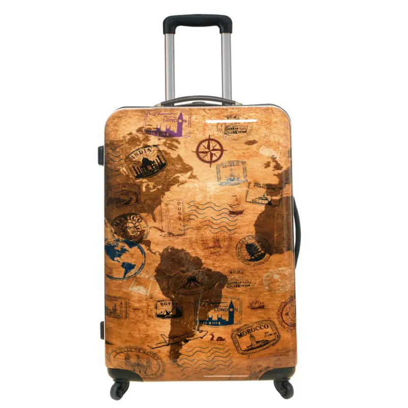 luggage with world map design Cabin Trolley Luggage With World Map View Trolley Luggage Wstar luggage with world map design
