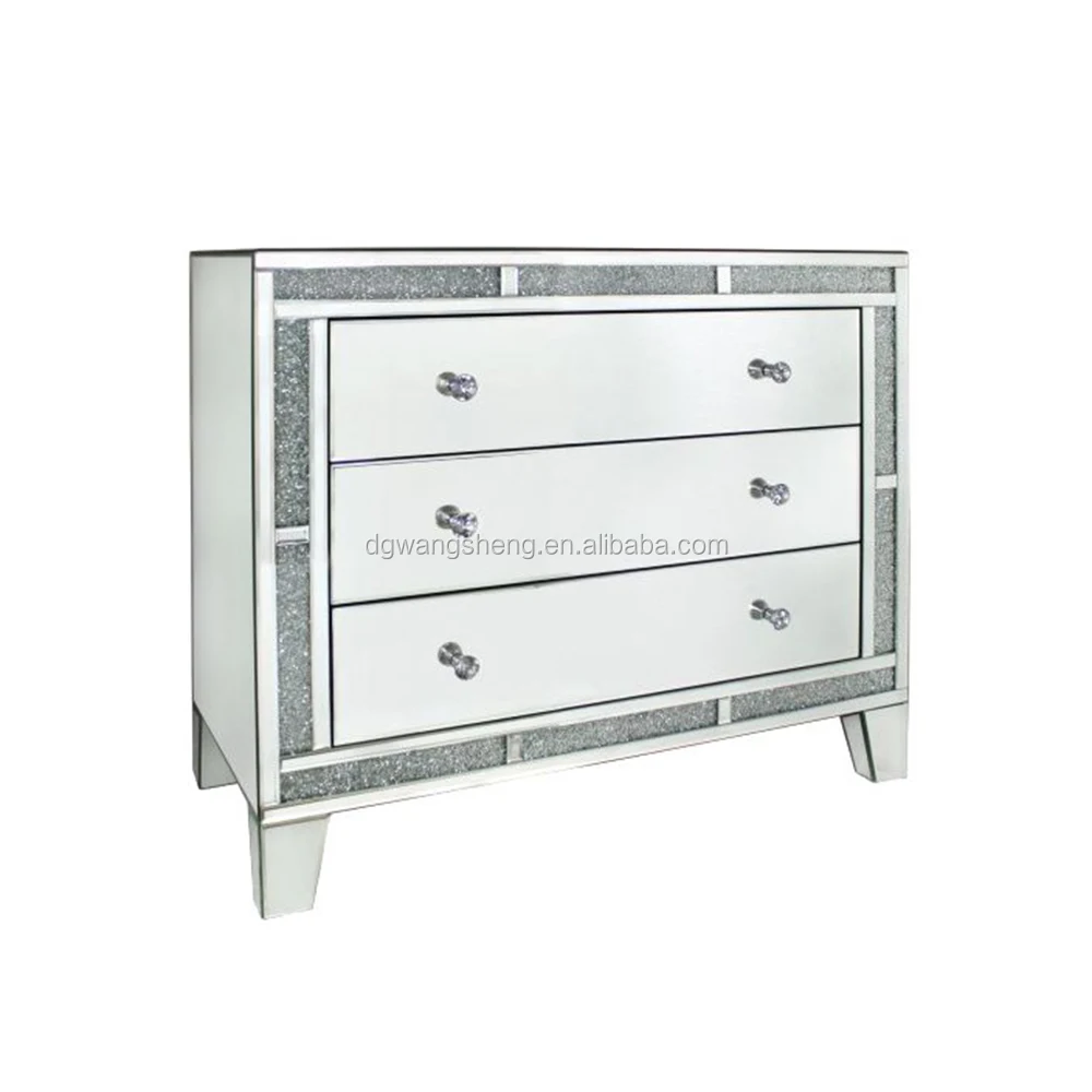 3 Drawers Sparkly Diamond Mirrored Chest Of Drawers Buy Chest Of