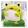 Multi-functional frog plush toy frog pillow super soft flannel blanket