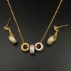Echsio Elegant Beaded Multicolor Pendant Necklace Earring Set 3Pcs Charms Jewelry For Women Gift Sparkly Zirconia CN482