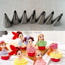 7 pçs/set aço inoxidável russo Tulip confeiteiro Piping bicos bolo de casamento decoração dicas define Tulip Barbie saia vestido
