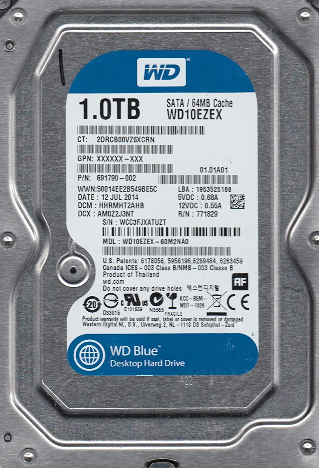 WD10EZEX-00ER1A0 DCM EANNHV2CHB WCC1S Western Digital 1TB