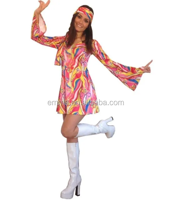 60s Hippie Girls Fancy Dress Flower Power 1960s 1970s Hippy Kids Retro Costumes