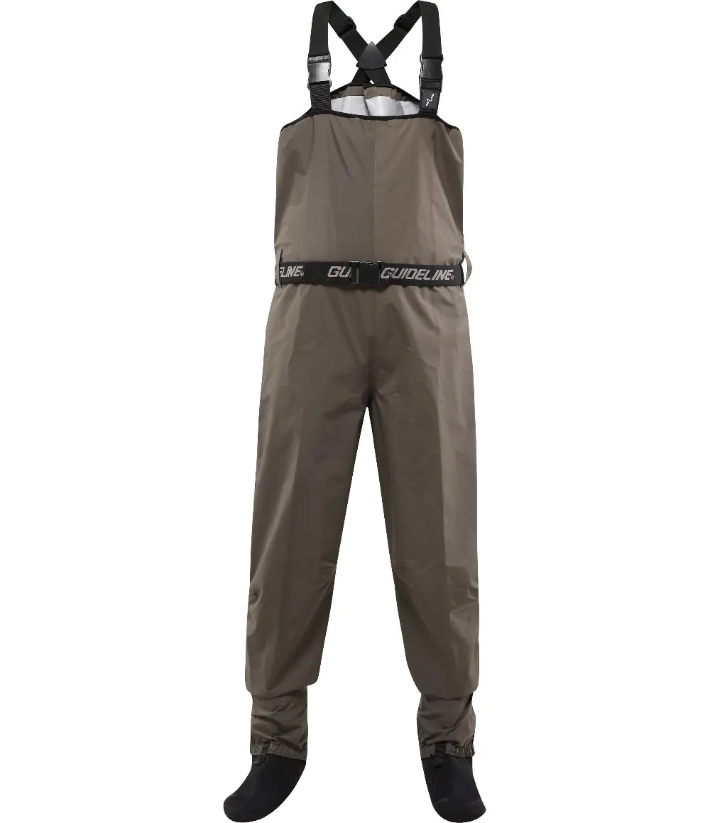 4 layer Breathable Fabric Waist Fishing Waders Neoprene Stocking Foot