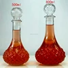 800ml cheap liquor decanter with embossment for whisky brandy or pulque