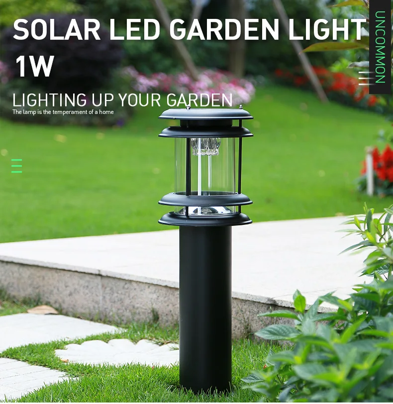 30CM 60CM 80CM Iron Lamp Body Material and IP55 IP Rating Outdoor Solar Garden Bollard light for Path Landscape