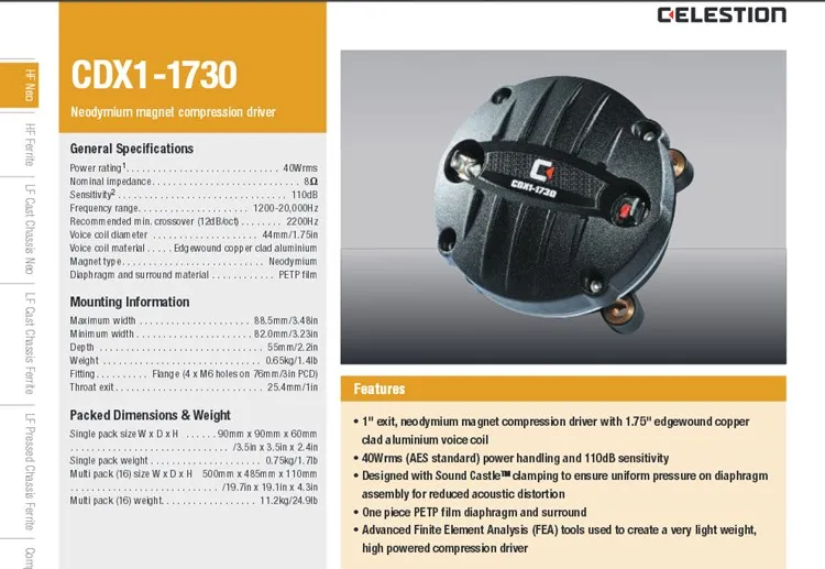 Celestion driver, CDX1-1730