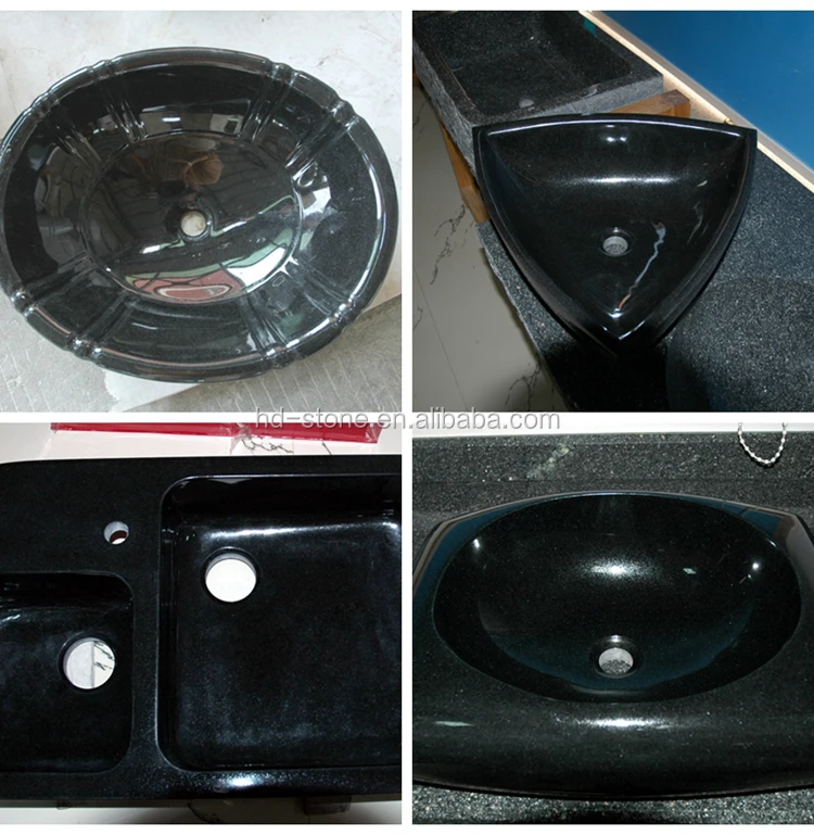 Chinese Shanxi Black Granite Stone Kitchen Sink Bathroom Washing Hand Basin with Good Quality