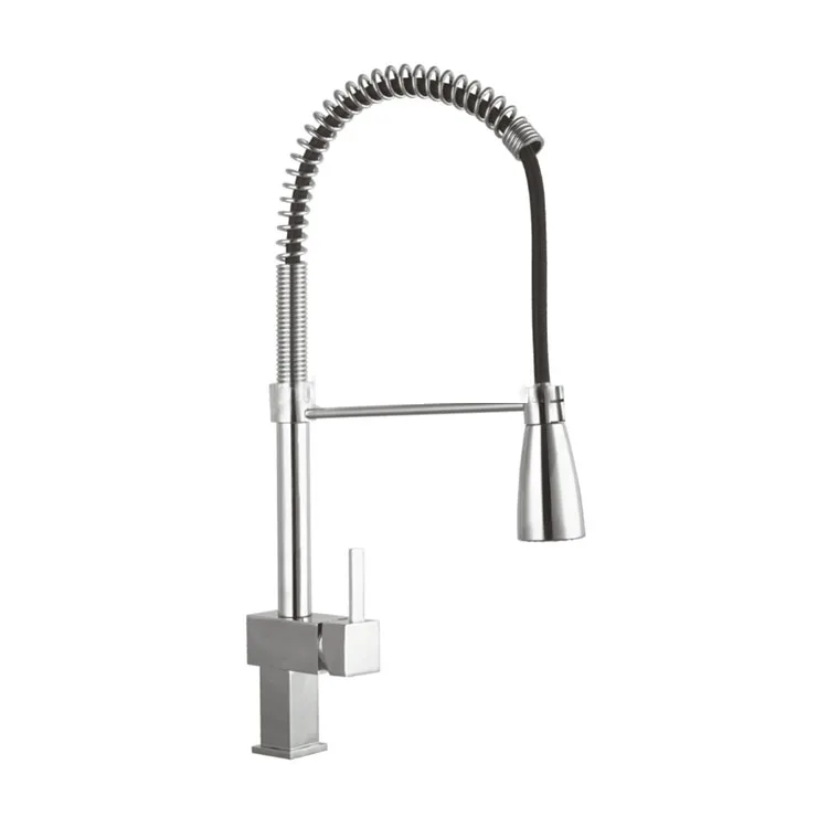 High quality single handle lead free spring loaded pull out flexible kitchen faucet mixer