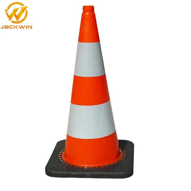 Flexible Road Safety 750mm Reflective Pvc Traffic Cone With Black