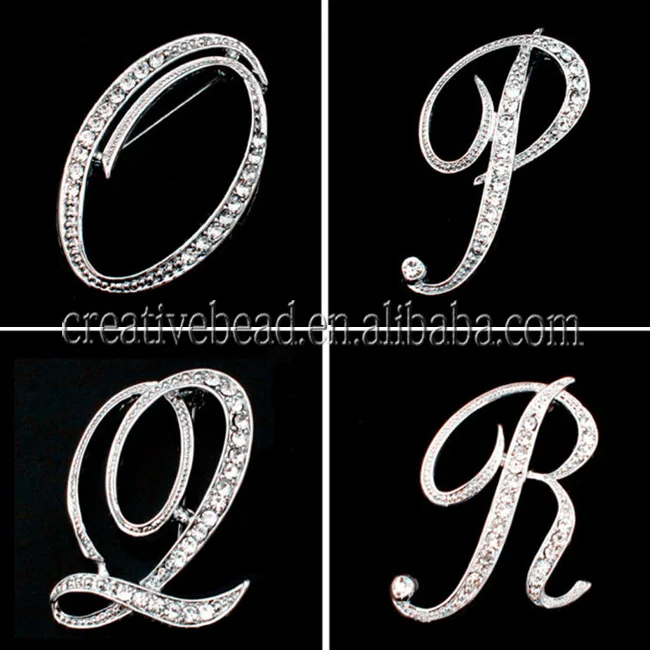 26 Letter For English Letter Rhinestone Brooch Pins For A