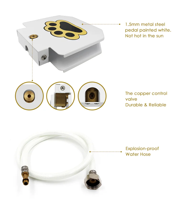 Outdoor Automatic Dog Water Paw Fountain With 41" Hose Pet Stepon