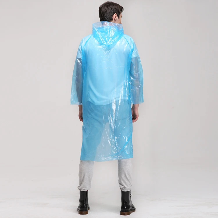 Pe Disposable Clear Plastic Raincoat With Buttons And Hood - Buy Clear ...