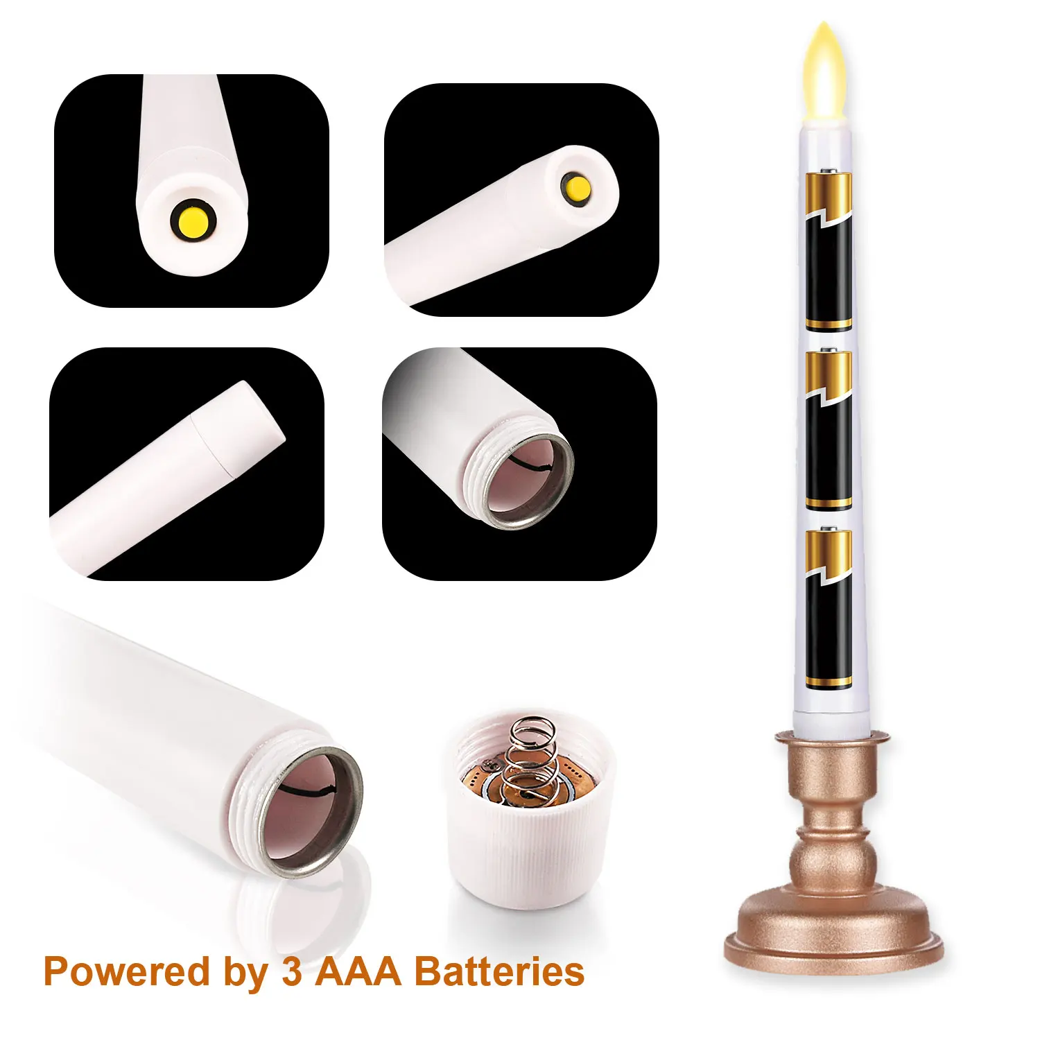 Flicker Flame Window Candle Remote Control Timer Electronic Candle With Gloden Candle Holder