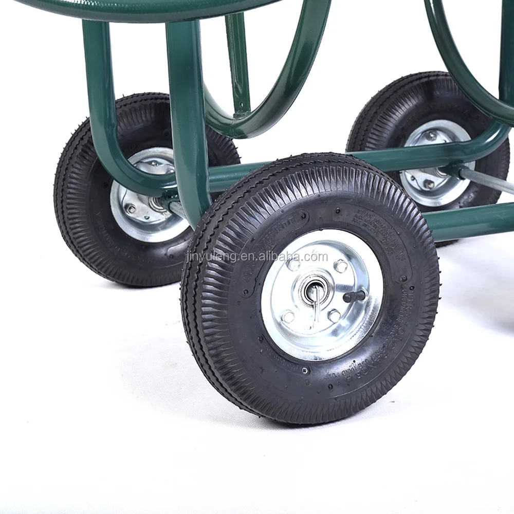 300m matel Outdoor Heavy Industrial Duty Steel Large Water Hose Reel Cart GardenYard Planting Hose Easy Connect Four Wheeled