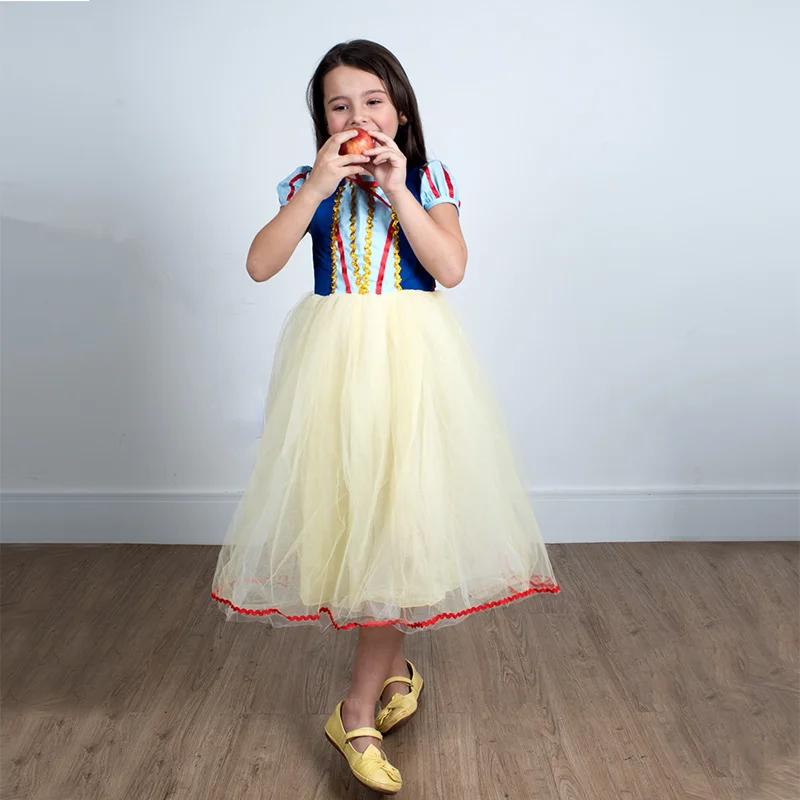 2021 Summer New Snow White Dress Children's Net Yarn Birthday Western Puff Skirt