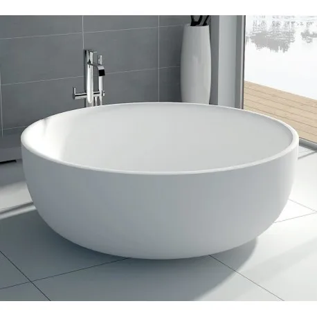 意大利现代石材独立式圆形人造石浸泡浴缸