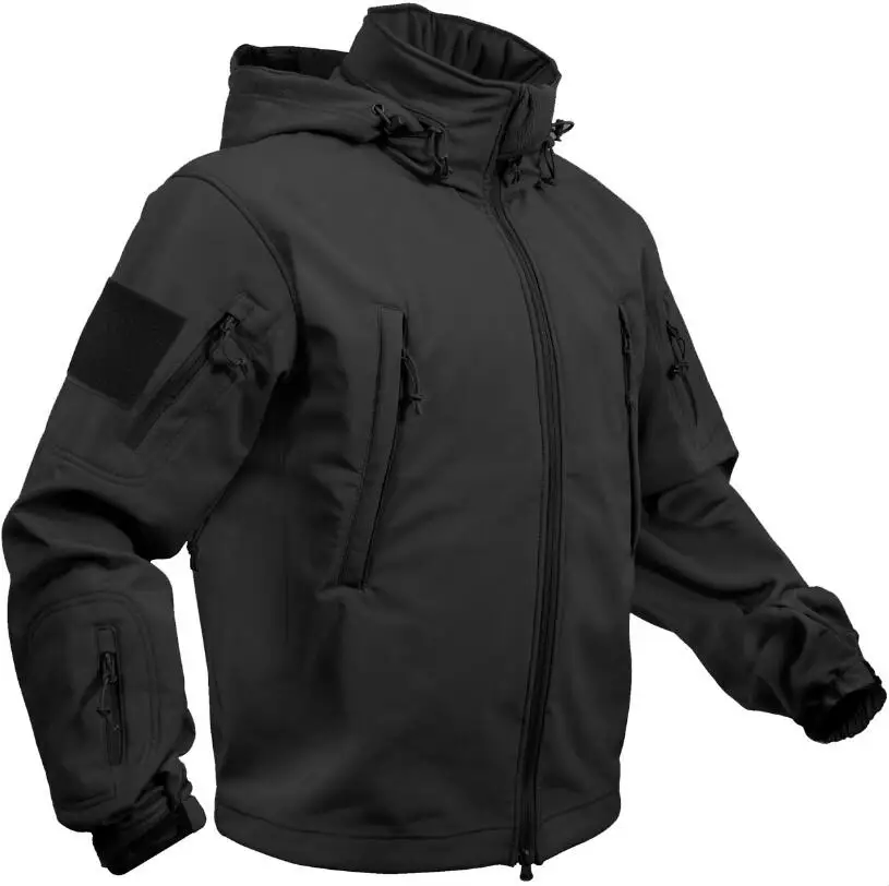 Black Wholesale Military Softshell Jacket Logo Custom Mens Tactical
