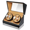 4+0 Display Watch Box Automatic Watch Winder Rotator Holder PU Leather Watch Winding Storage Case Box Organizer Silent Operation
