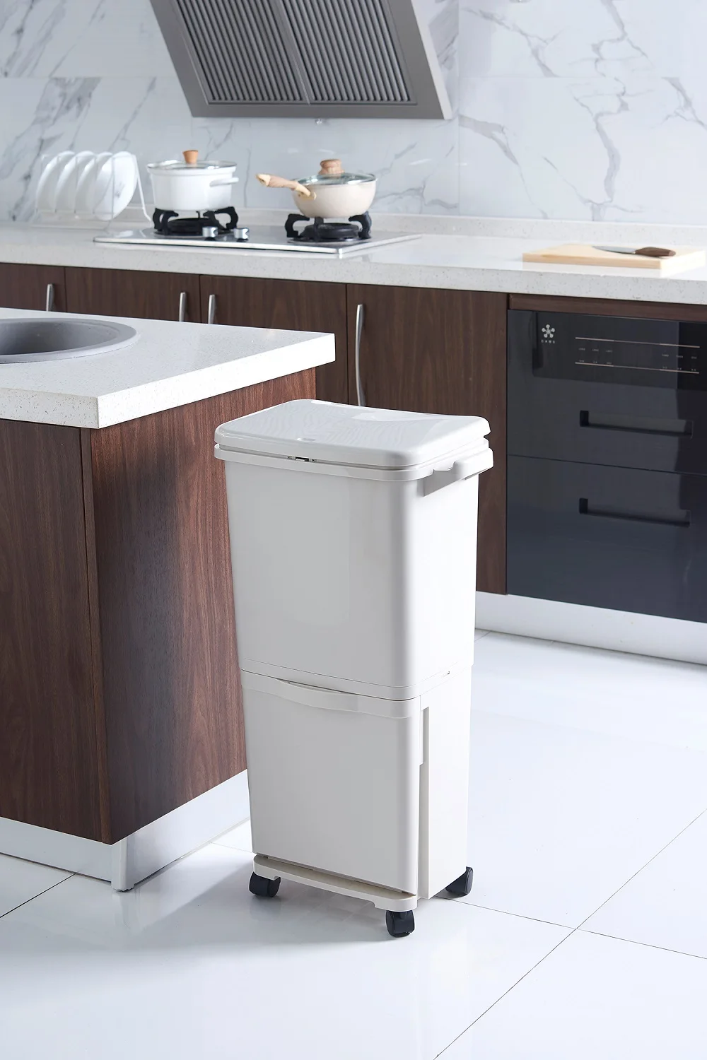 Japanese Style Household Dustbin Double Layer Can Be Classified Trash