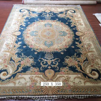 250 X 350cm Blue Peony Iran Silk Handmade Persian Carpet And 250 X 350cm Blue Peony Iran Silk