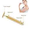 Japan Thin Face facial massage vibrator t shape beauty bar 24k golden pulse facial 24k gold t shaped face slimming beauty bar