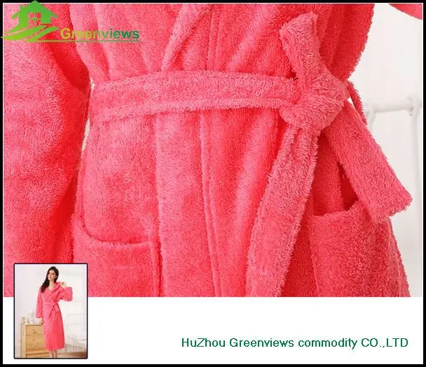 Embroidered Robe Hooded Adult Bathrobe Coral Fleece Adults Hooded