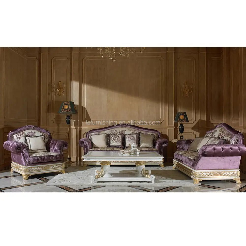 Yb62 Elegant White & Gold Living Room Sofa Set,Luxury Gold Painted