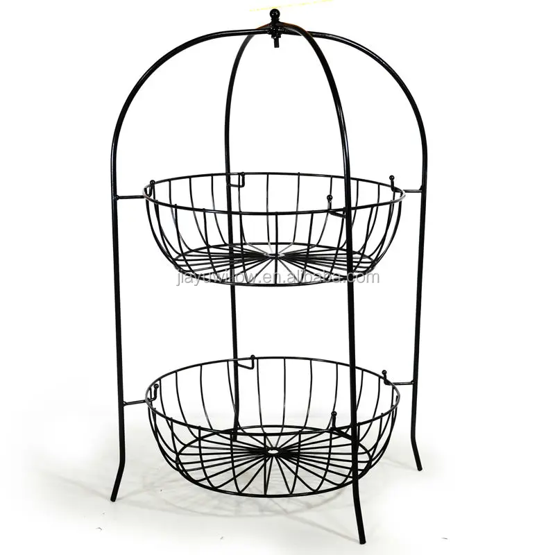 2 Tier Wire Fruit Basket Metal Stand 2 Tier Wire Fruit Basket Metal Stand