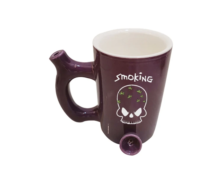 factory price Ceramic Type cheap ceramic mugs smoking pipe wake and bake pipe mug CIGAR SMOKER COFFEE MUG