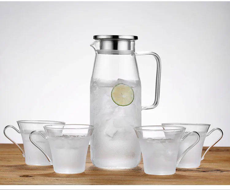 Glass Pitcher With Lid Covered Gallon Iced Tea Pitcher Lidded Water Jug