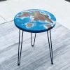 Round solid walnut wood epoxy resin coffee table artistical map decoration table