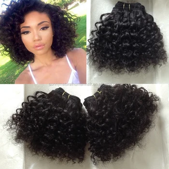 short bebe curly hair weft virgin brazilian sew in human hair