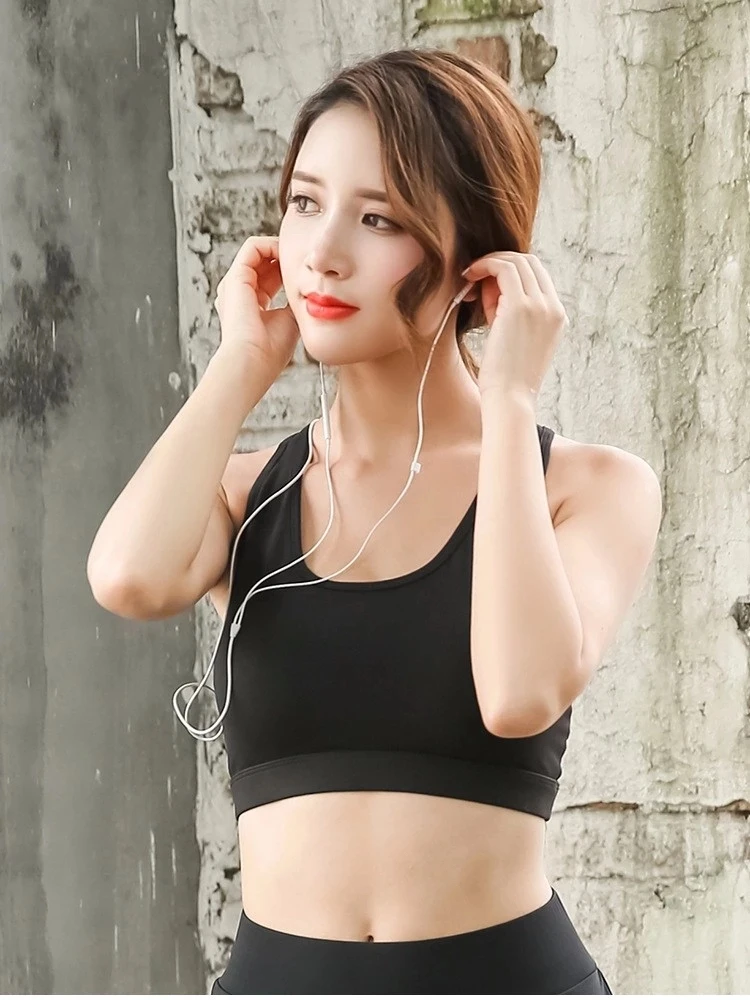 High Impact Wire Free Running Fitness Padded Sport Bra With Back Phone