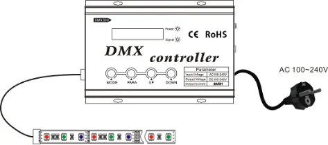 DMX512 Controller RGB AC100-240V 2ax3ch AC230V/240V Manual SWITCH RF DC 100~240V Common Anode 4 Line 3 Channels 0.77kg 1-year