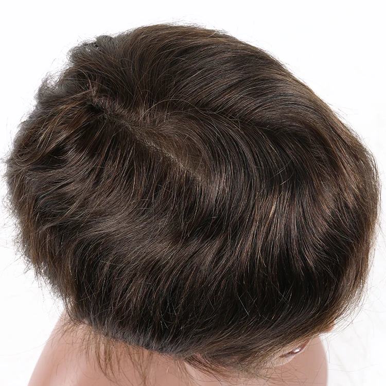 Perruque Homme Hommes Toupet 6 Systèmes de cheveux humains 0,04 ~ 0,06 mm Peau mince Base en PU