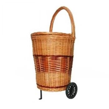 Wicker Ping Cart With 2 Wheels Baskets Wheels Wicker Ping Baskets