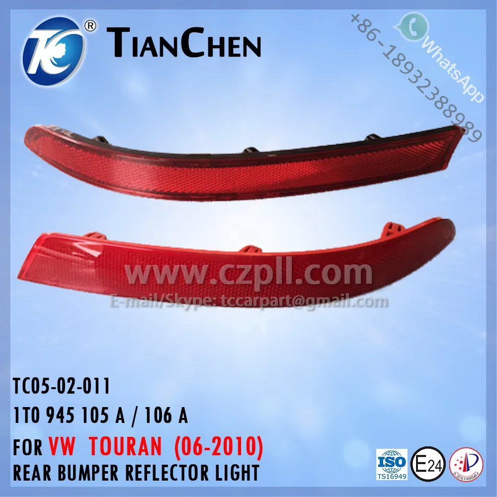Réflecteur De Pare-Chocs Arrière Pour VW Touran 2007-2010 - Référence 1T0945105A/1T0945106A - Rouge