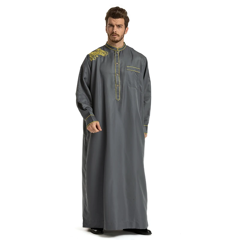 0006# Muslim Men Clothing Arabic Dubai Thobe Hooded Jubba Dress ...