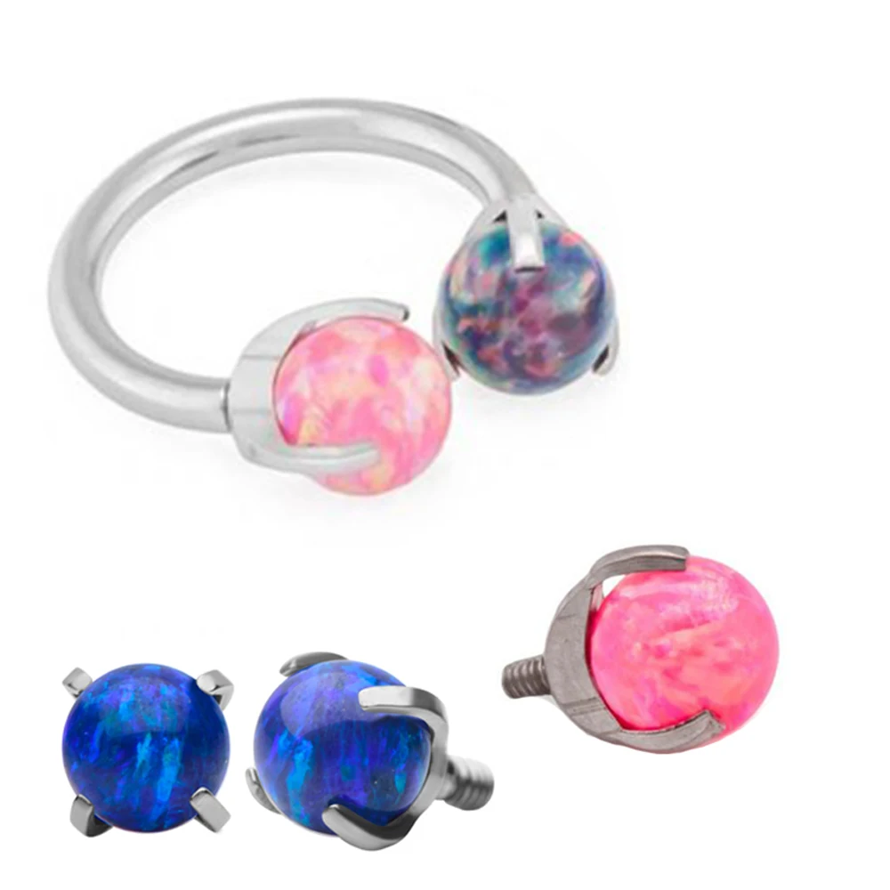 Unique Steel Horseshoe Astm F136 Nose Jewelry Opal Nose Ring Piercing