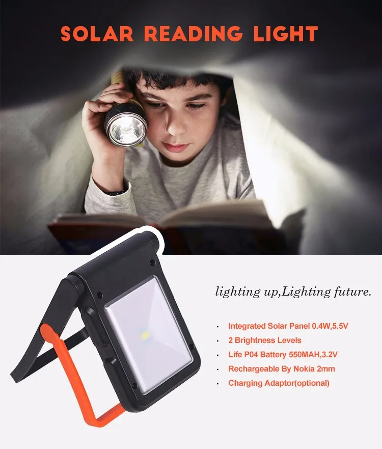 3W Rechargeable integrated solar powered bed led reading lamp
